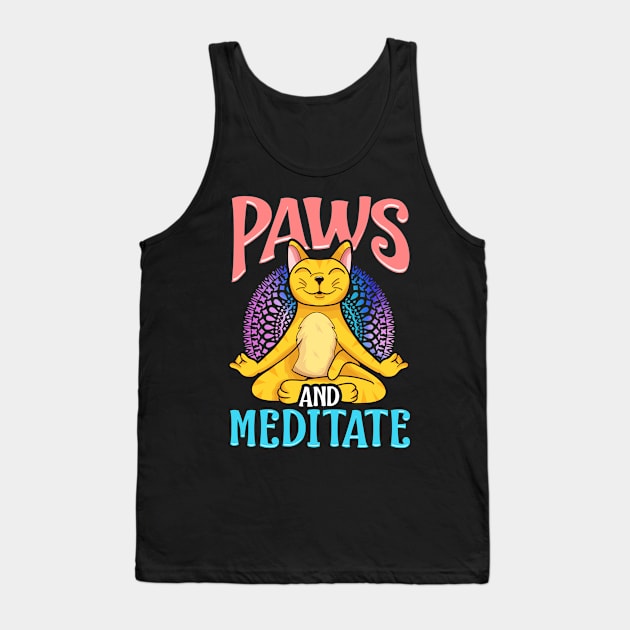 Paws and Meditate Funny yoga and cat lover gift Tank Top by LIFUA